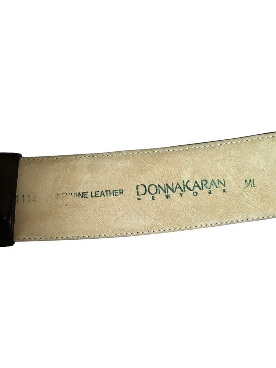 Vintage Donna Karan Dark Brown Genuine Leather Push Lock Waist Unisex Belt M 80s main image 4
